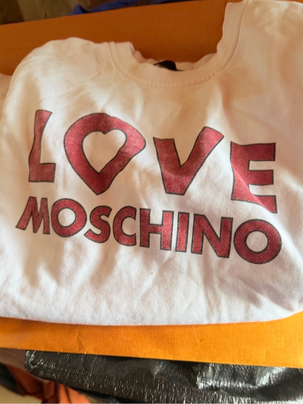 Moschino White Sweatshirt with Red LOVE Logo